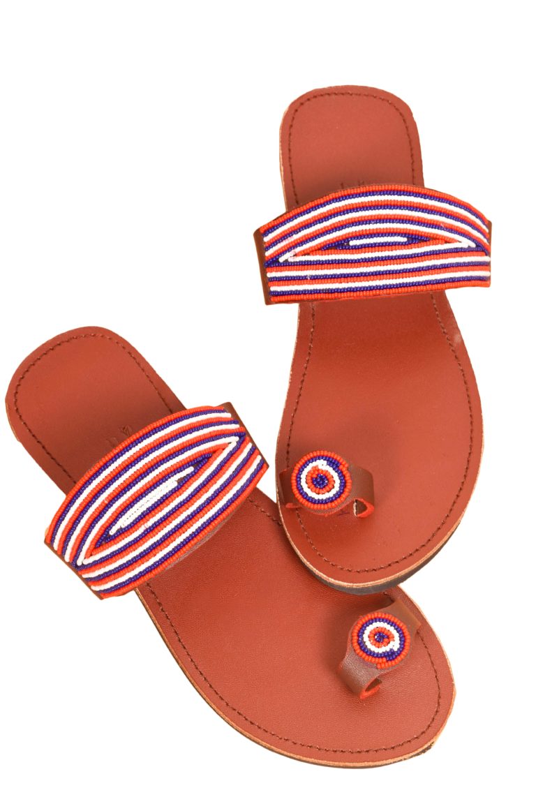 Elegant Beaded Flat Sandals-1