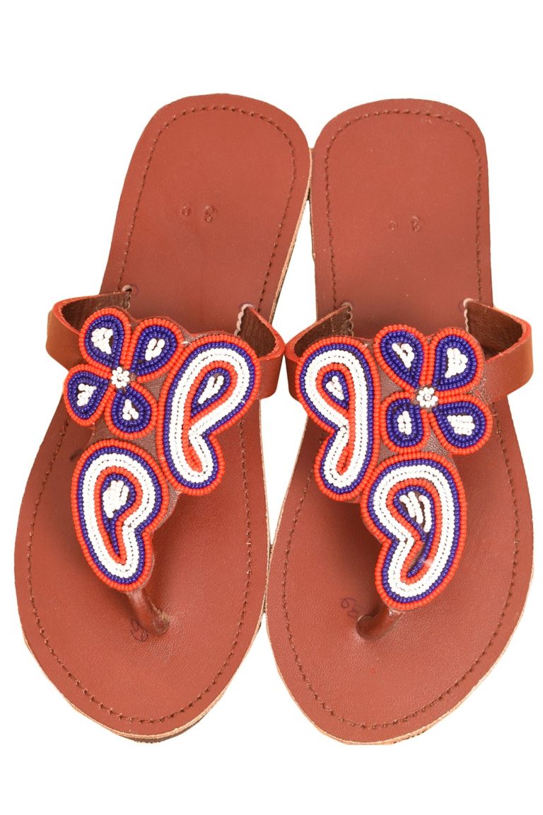 Wholesale Floral Beaded Leather Sandals – Garden-Inspired African Design | Sizes 36–42 | MOQ 10 Pcs
