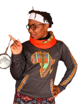 Grey Africa-Map Dashiki Snood 1