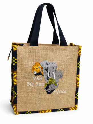 Big Five Africa Jute Tote Bag