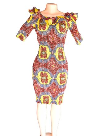 Ankara off-shoulder bodycon dress