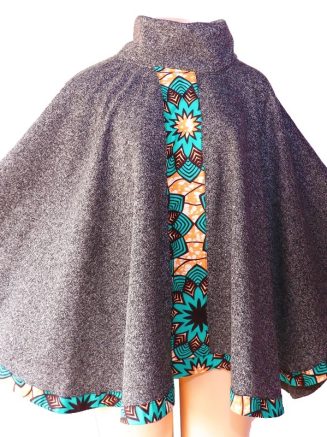 Turtle Neck Poncho- Grey