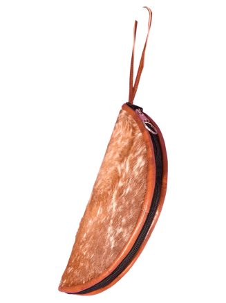 Cowhide Half-Moon Clutch Bag