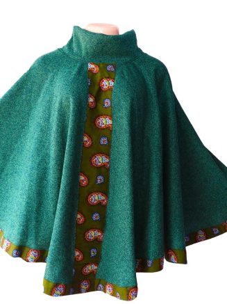 Green Blended Turtle Neck Poncho