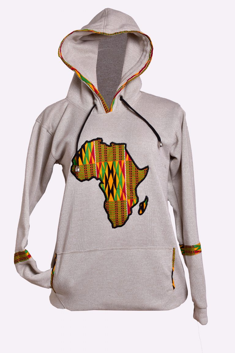 African Map Hoodie – Authentic Kitenge Design