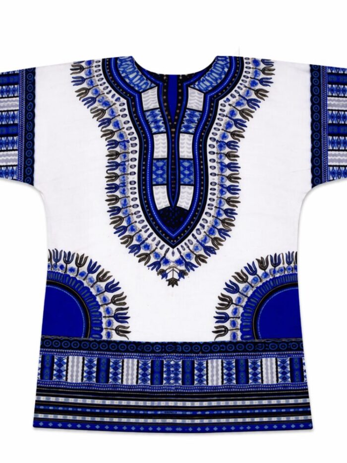 White Blue Dashiki Shirt