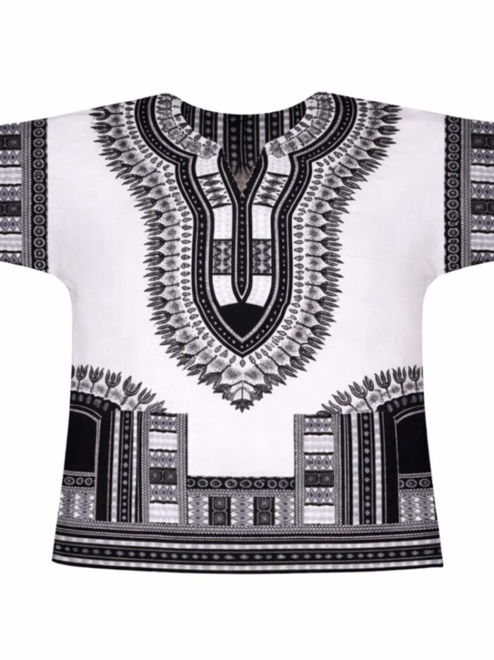 White Black Dashiki Shirt