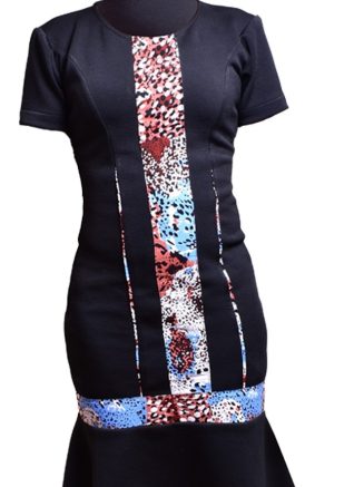 Wholesale Black Dress with Ankara Print