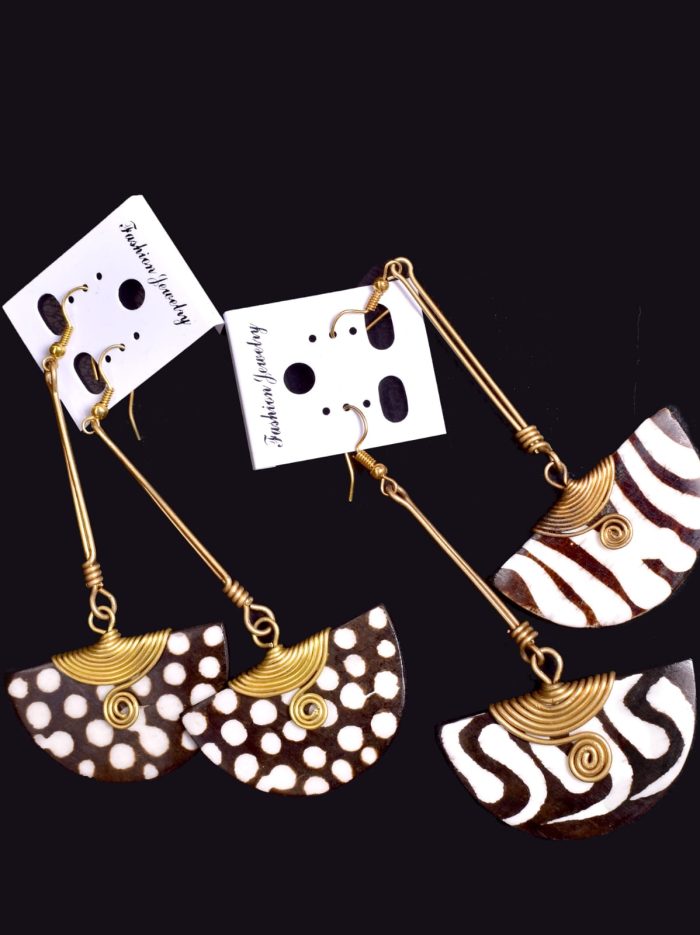 African Painted Bone Earrings