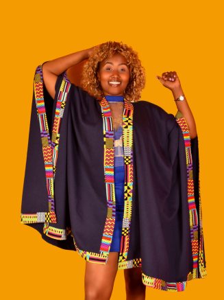 African Print Waterfall Poncho