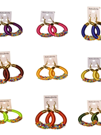 African Beaded Hoop Earrings