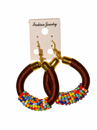 African Beaded Hoop Earrings