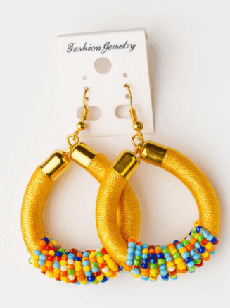 African Beaded Hoop Earrings