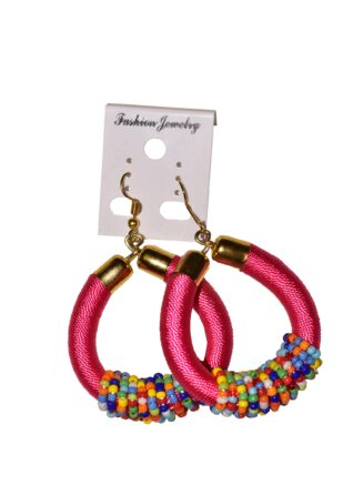 African Beaded Hoop Earrings