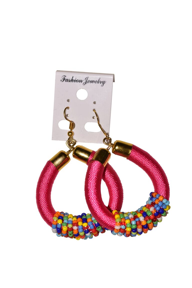 African Beaded Hoop Earrings – 10