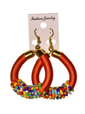 African Beaded Hoop Earrings