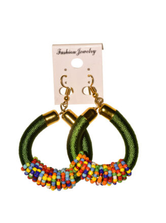 African Beaded Hoop Earrings