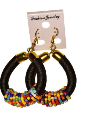 African Beaded Hoop Earrings
