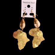 Africa Map Brass Earrings