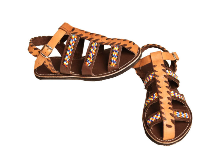 Beaded Leather Buckle Sandals-1