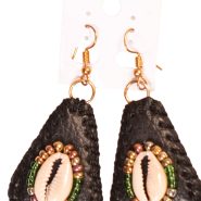 Beaded Cowrie Shell Earrings