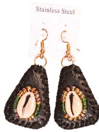 Beaded Cowrie Shell Earrings