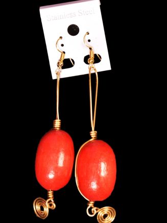 African Red Bead Earrings