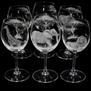 Big Five Safari Engraved Wine Glasses