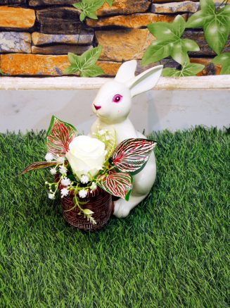 Rabbit Sculpture Flower Vessel