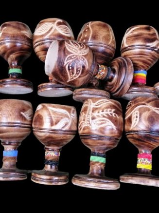 Engraved Wooden Wine Goblets