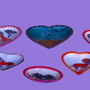 heart-shaped soapstone plates