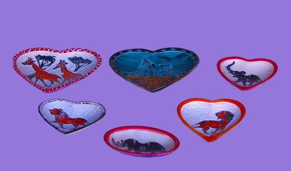 heart-shaped soapstone plates