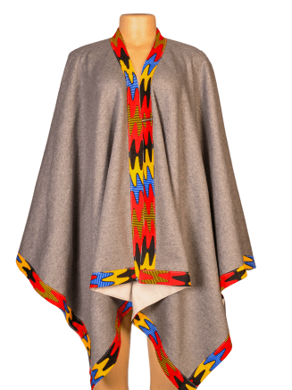 African Print Waterfall Poncho