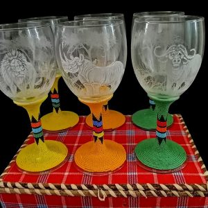 Elegantly Engraved Beaded Wine Glasses-