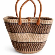 Artisan Woven Sisal Carryall Tote with Leather Handle