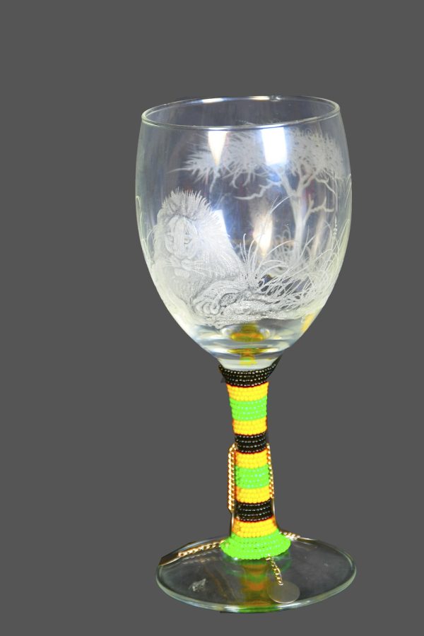 Maasai Beaded Lion Wine Glass