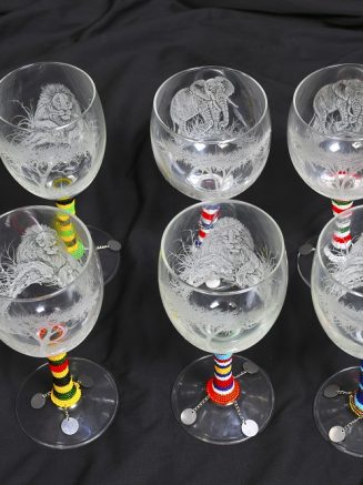 Maasai-Inspired Beaded Wildlife Wine Glasses