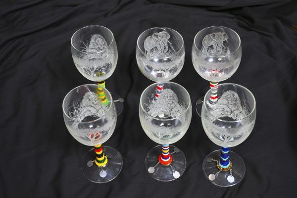 Maasai-Inspired Beaded Wildlife Wine Glasses