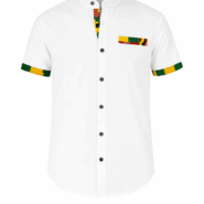 African Men’s Kitenge Trim Shirts