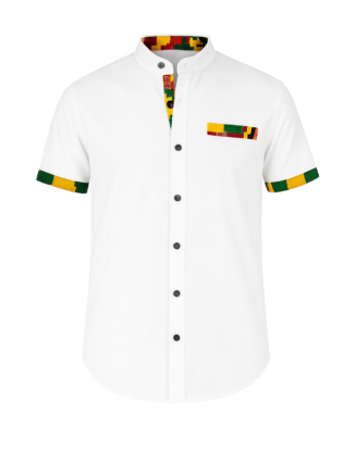 African Men’s Kitenge Trim Shirts