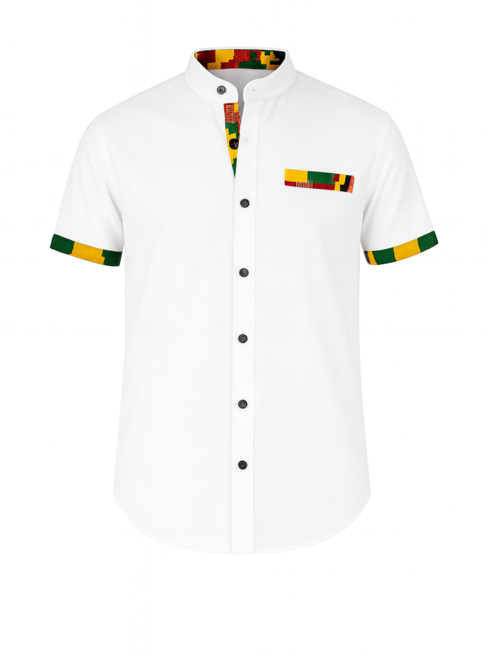 African Men’s Kitenge Trim Shirts