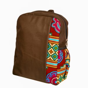 African Print Leather Backpack