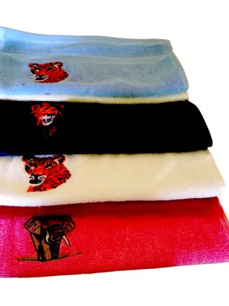 Embroidered African Wildlife Face Towels