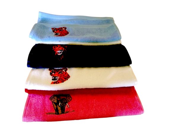 Embroidered African Wildlife Face Towels