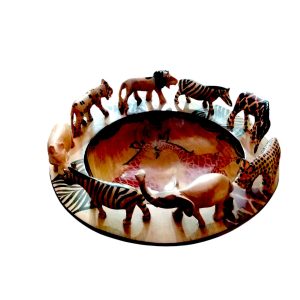 Handcrafted African Wildlife Decorative Bowl