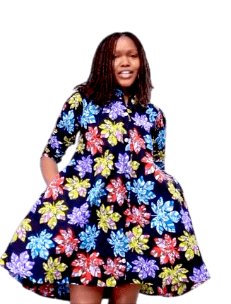 African Bloom Shirt Dress