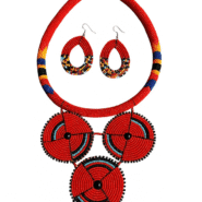 Maasai-Beaded-Necklace-Earring-Set-red