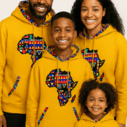 Yellow Family matching African hoodies