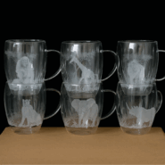 Engraved Double-Wall Coffee Glasses