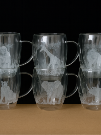 Engraved Double-Wall Coffee Glasses
